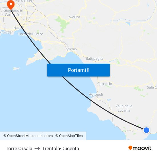 Torre Orsaia to Trentola-Ducenta map