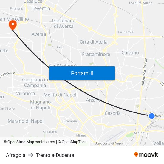 Afragola to Trentola-Ducenta map