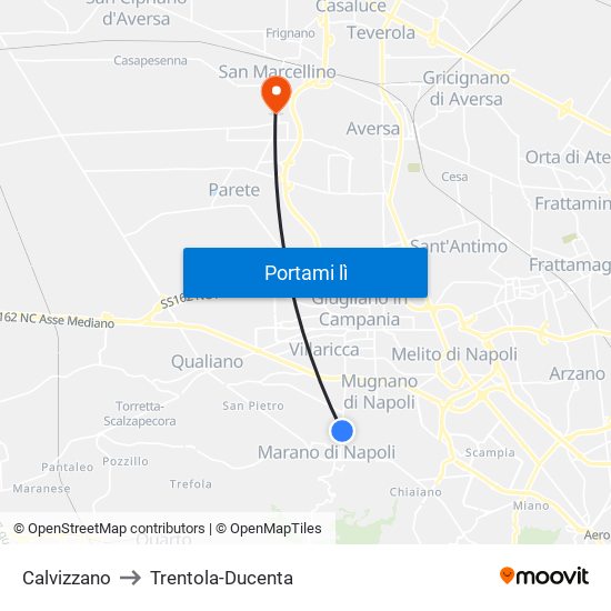 Calvizzano to Trentola-Ducenta map