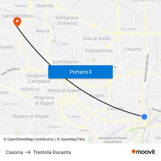 Casoria to Trentola-Ducenta map