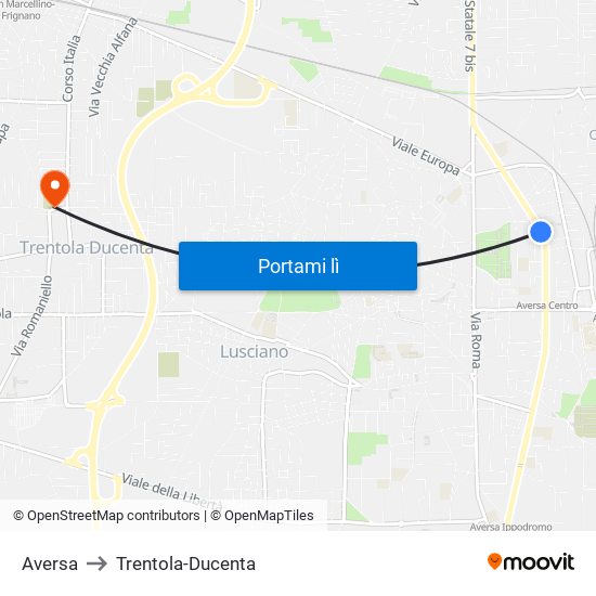 Aversa to Trentola-Ducenta map