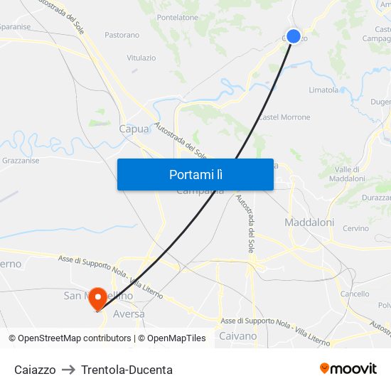 Caiazzo to Trentola-Ducenta map