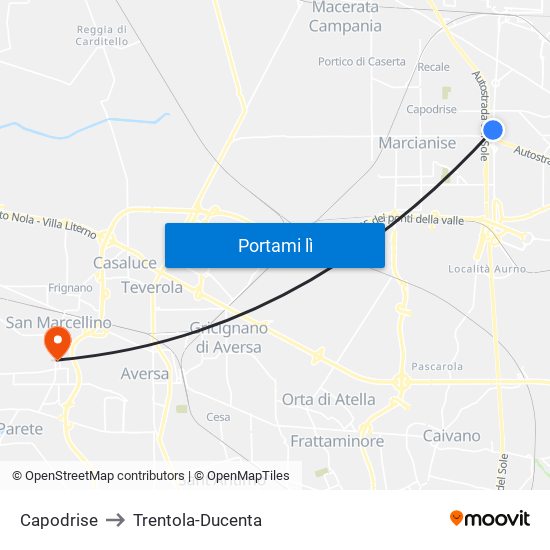 Capodrise to Trentola-Ducenta map