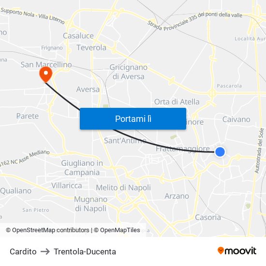 Cardito to Trentola-Ducenta map