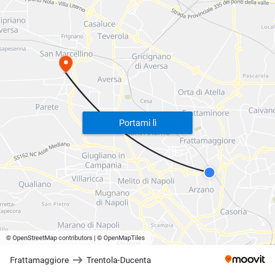 Frattamaggiore to Trentola-Ducenta map