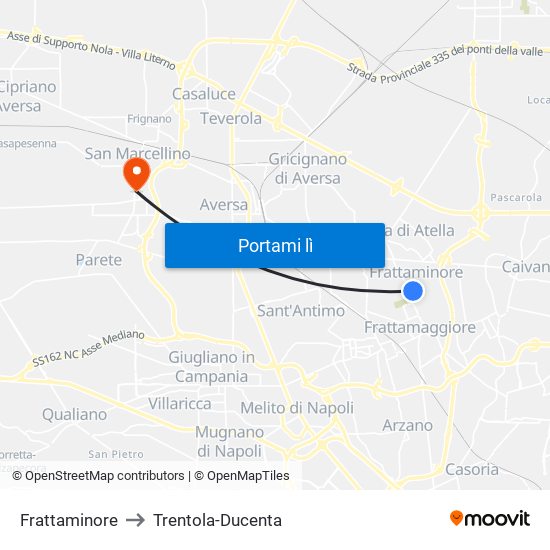 Frattaminore to Trentola-Ducenta map