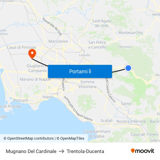 Mugnano Del Cardinale to Trentola-Ducenta map