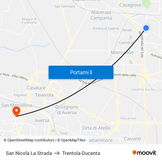 San Nicola La Strada to Trentola-Ducenta map