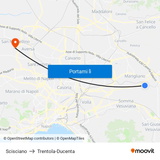 Scisciano to Trentola-Ducenta map