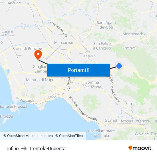 Tufino to Trentola-Ducenta map