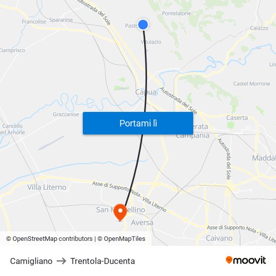 Camigliano to Trentola-Ducenta map