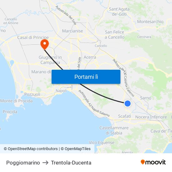 Poggiomarino to Trentola-Ducenta map