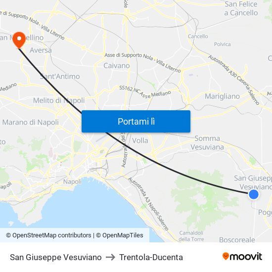 San Giuseppe Vesuviano to Trentola-Ducenta map