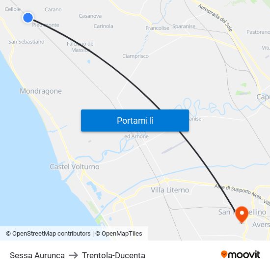 Sessa Aurunca to Trentola-Ducenta map