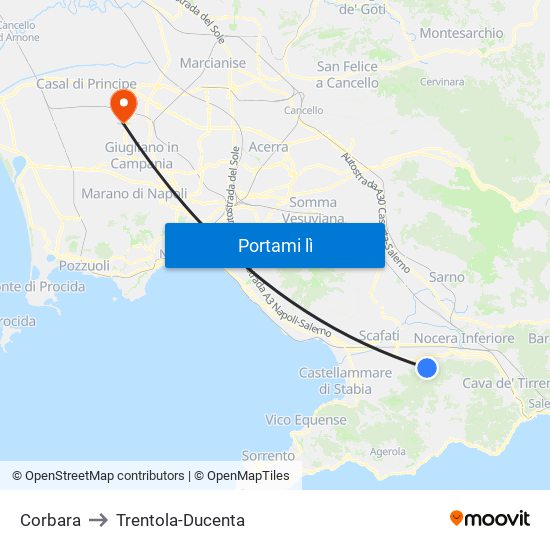 Corbara to Trentola-Ducenta map