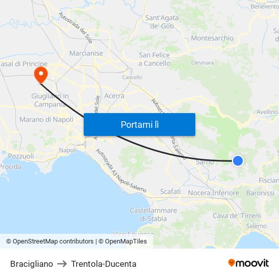 Bracigliano to Trentola-Ducenta map