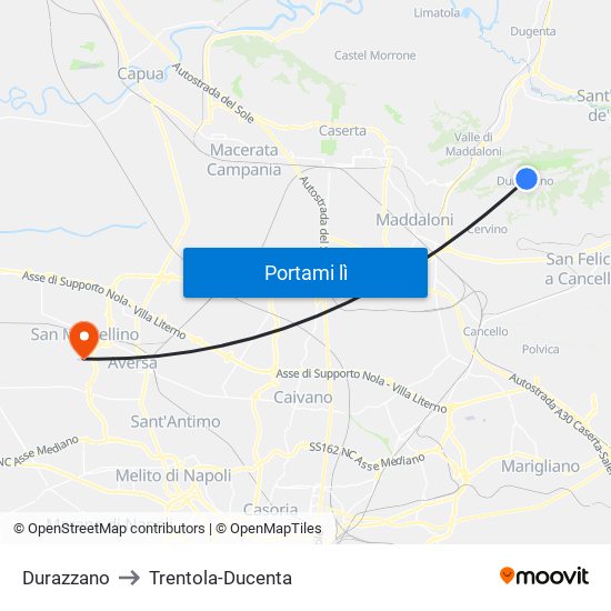 Durazzano to Trentola-Ducenta map