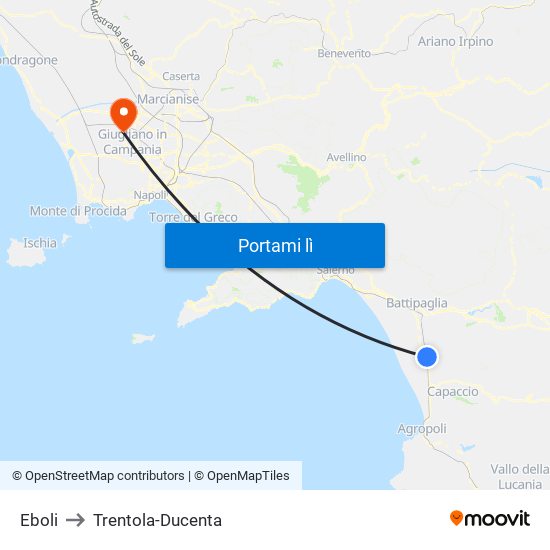 Eboli to Trentola-Ducenta map