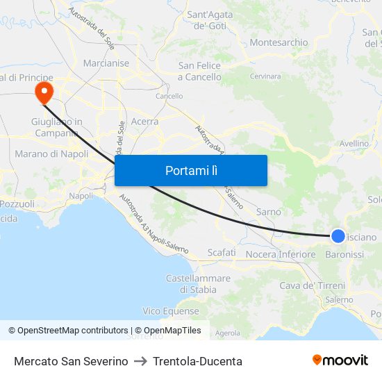 Mercato San Severino to Trentola-Ducenta map