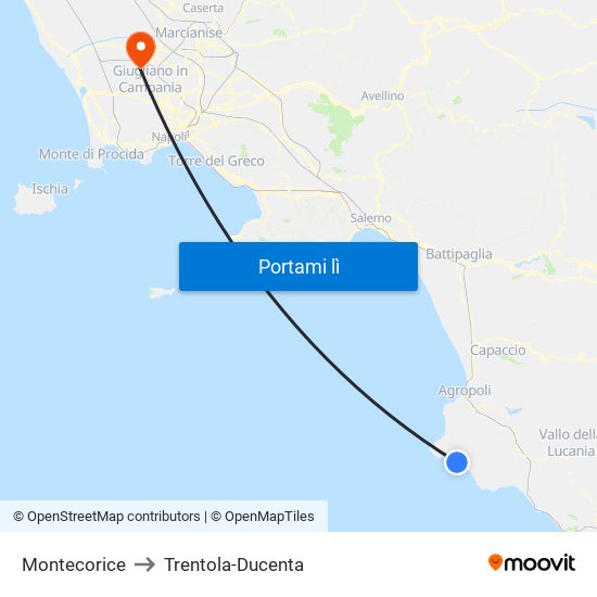 Montecorice to Trentola-Ducenta map