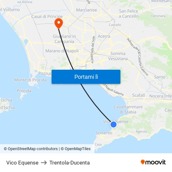 Vico Equense to Trentola-Ducenta map