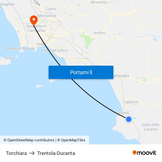 Torchiara to Trentola-Ducenta map