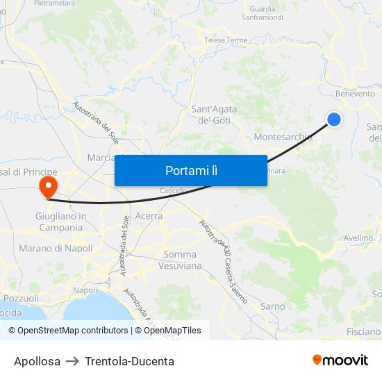 Apollosa to Trentola-Ducenta map