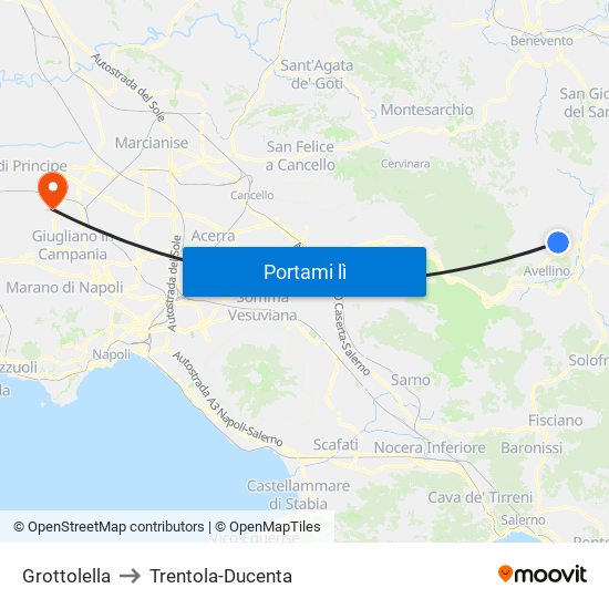 Grottolella to Trentola-Ducenta map