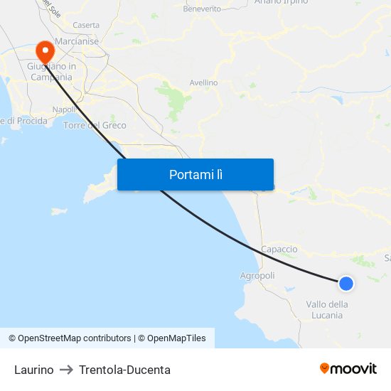 Laurino to Trentola-Ducenta map