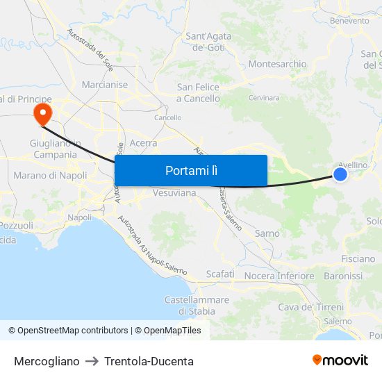 Mercogliano to Trentola-Ducenta map