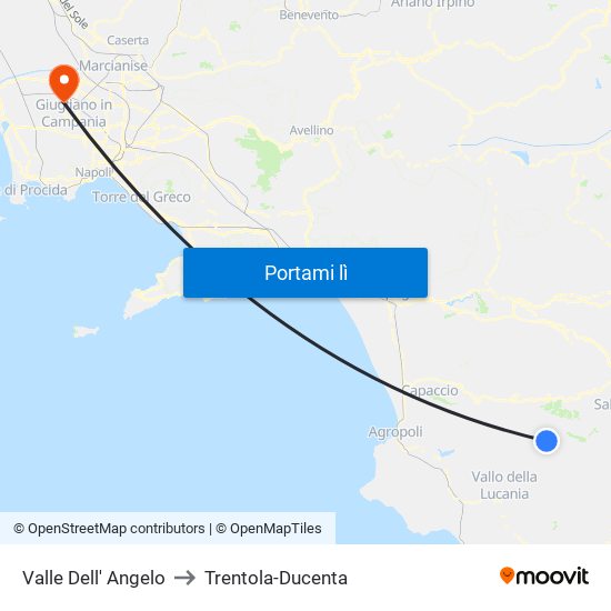 Valle Dell' Angelo to Trentola-Ducenta map