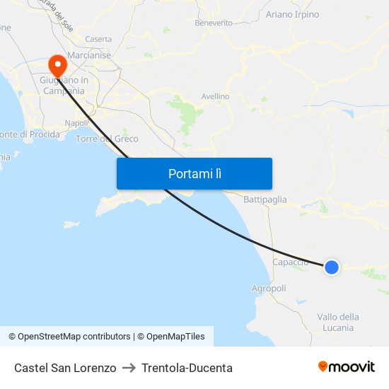 Castel San Lorenzo to Trentola-Ducenta map