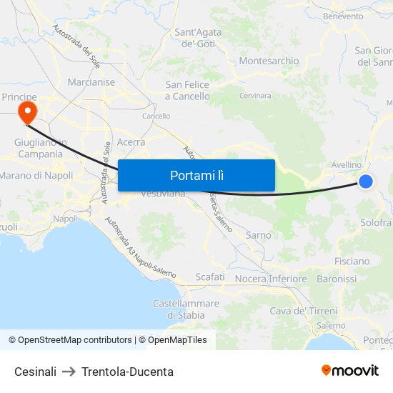 Cesinali to Trentola-Ducenta map
