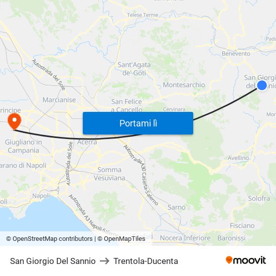 San Giorgio Del Sannio to Trentola-Ducenta map