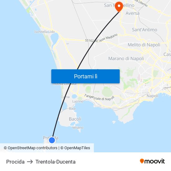 Procida to Trentola-Ducenta map