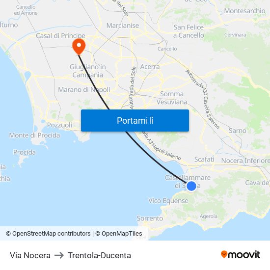 Via Nocera to Trentola-Ducenta map