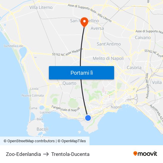 Zoo-Edenlandia to Trentola-Ducenta map