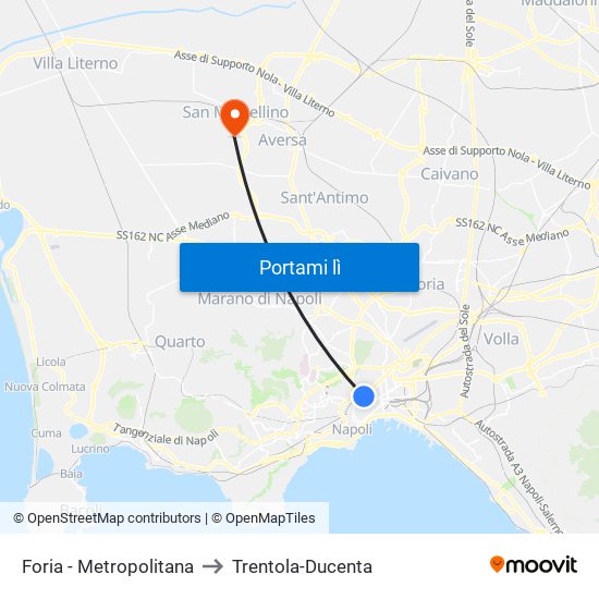 Foria - Metropolitana to Trentola-Ducenta map