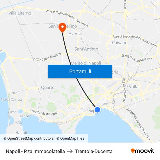 Napoli - P.za Immacolatella to Trentola-Ducenta map