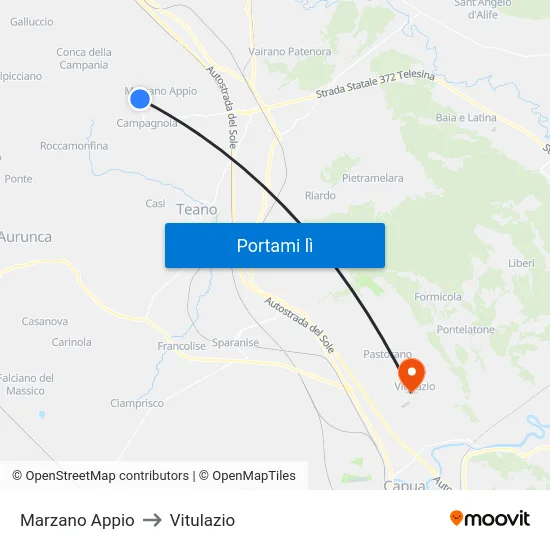 Marzano Appio to Vitulazio map