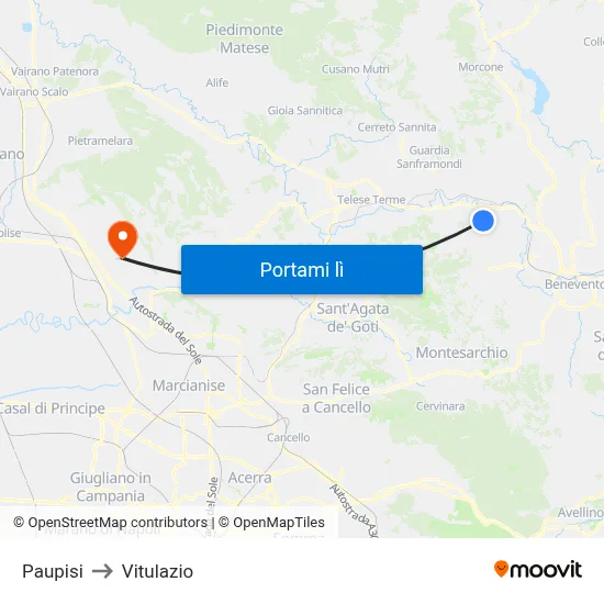 Paupisi to Vitulazio map