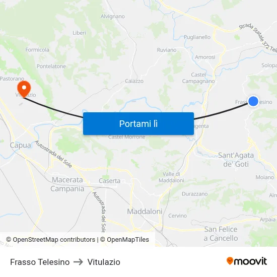 Frasso Telesino to Vitulazio map