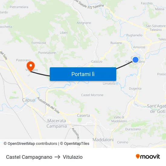 Castel Campagnano to Vitulazio map