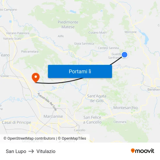San Lupo to Vitulazio map
