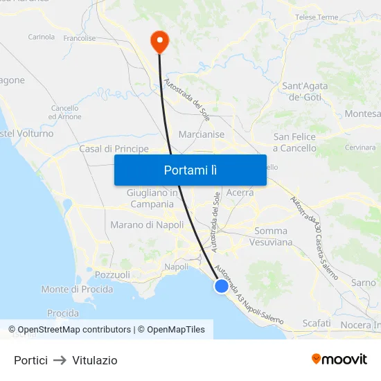 Portici to Vitulazio map