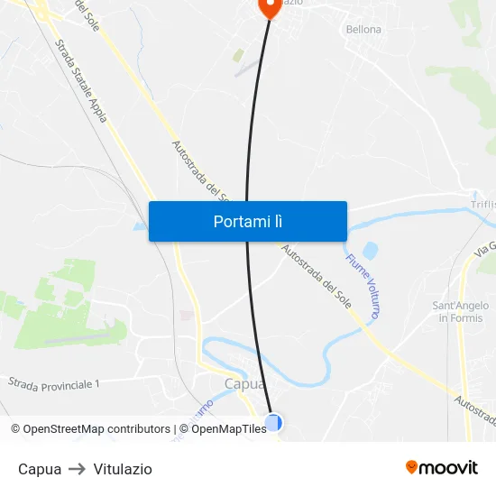 Capua to Vitulazio map