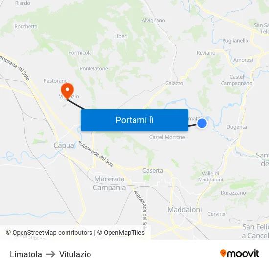 Limatola to Vitulazio map