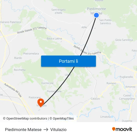 Piedimonte Matese to Vitulazio map