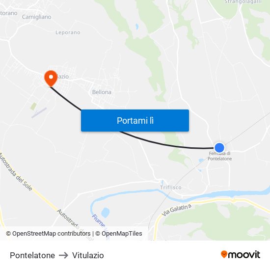 Pontelatone to Vitulazio map