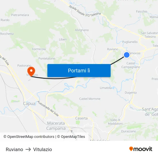 Ruviano to Vitulazio map